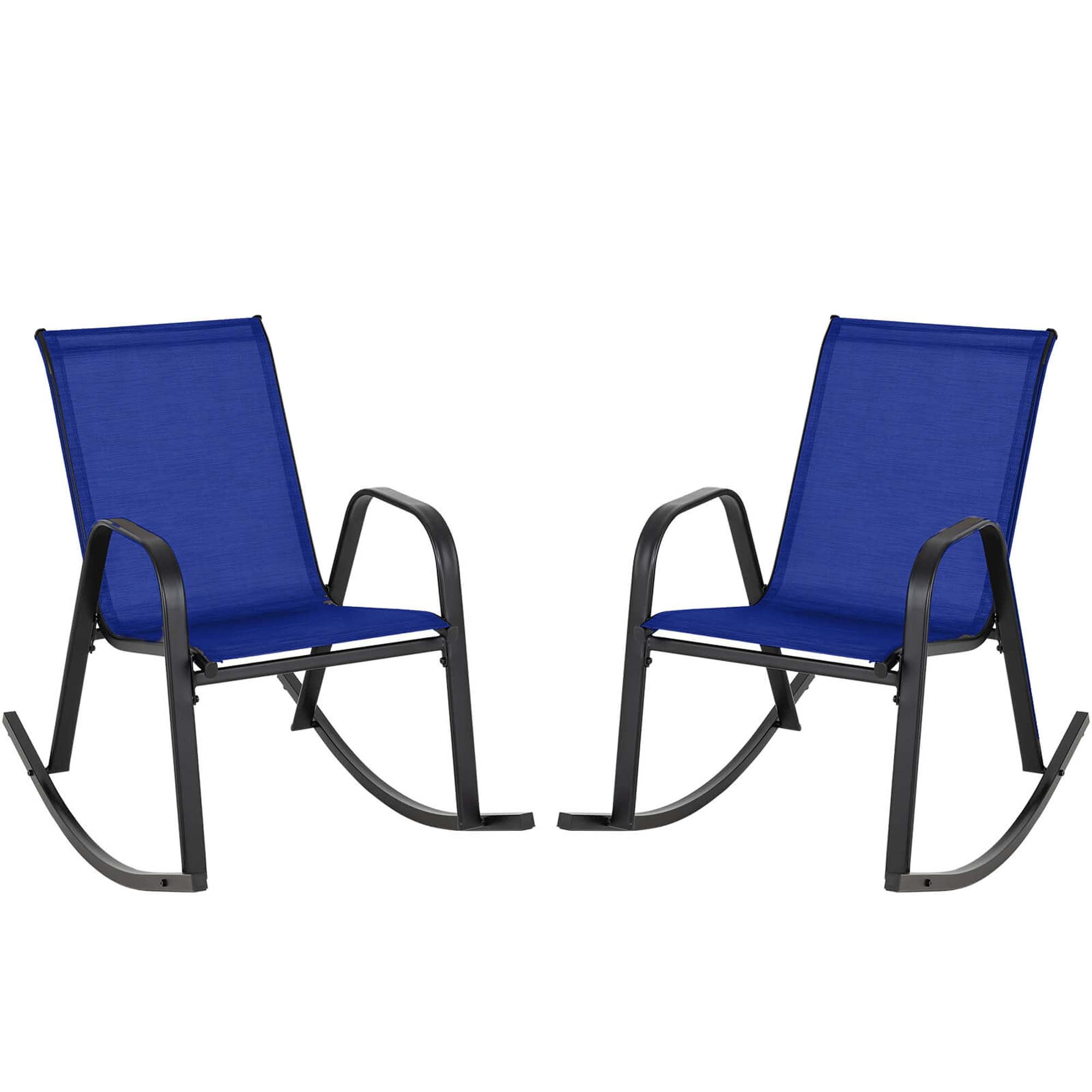 Outside Steel Rocker Costway 2 PCS Patio Rocking Chair Heavy-Duty Metal Rocker Outdoor Anti ...