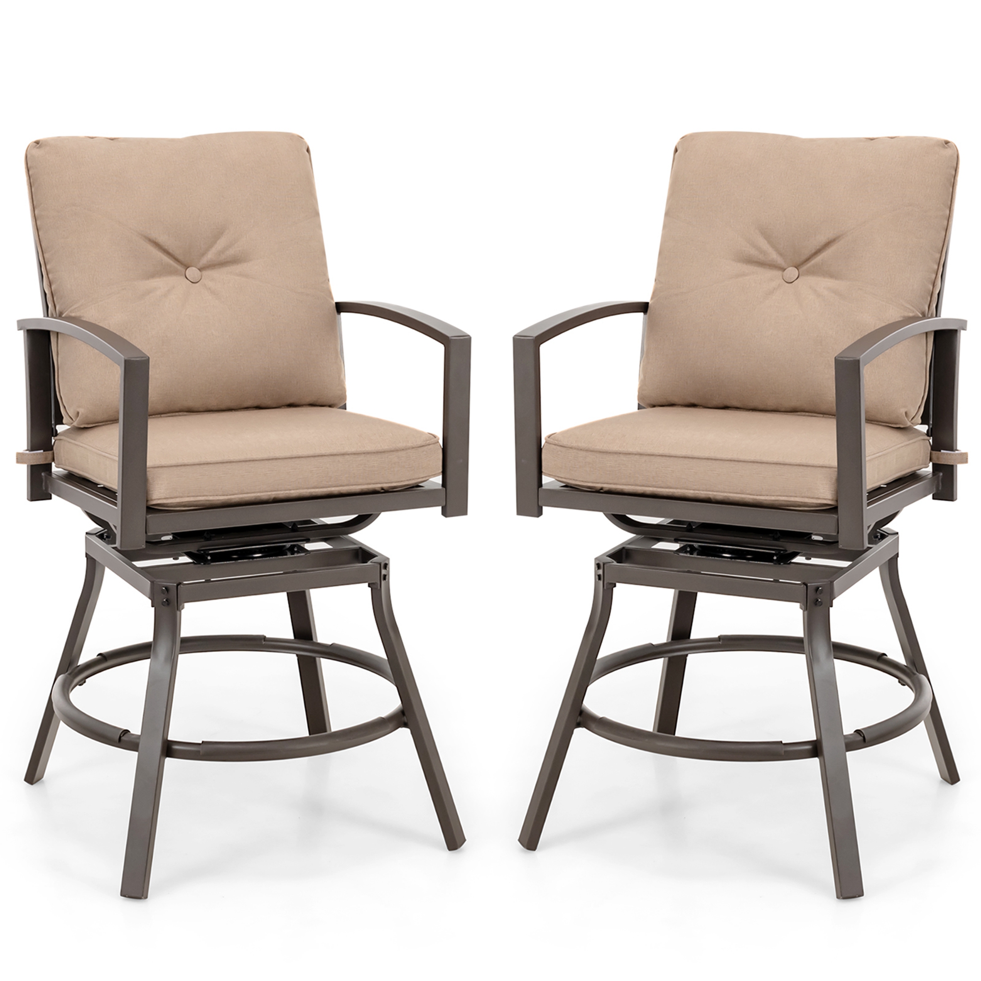 Costway Outdoor High Bar Stool, 2 PCS Patio Swivel Counter Height Chair