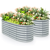 Costway 2 PCS Raised Garden Bed Kit Planter Raised Garden Boxes Outdoor 65" x 32" x 24" Gray