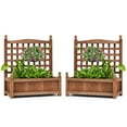 thumbnail image 1 of Costway 2 PCS Solid Wood Planter Box with Trellis Weather-Resistant 25"x11"x30", 1 of 11