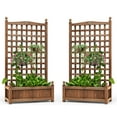 thumbnail image 1 of Costway 2 PCS Solid Wood Planter Box with Trellis Weather-Resistant 25"x11"x48", 1 of 11