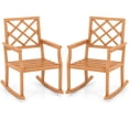 thumbnail image 1 of Costway 2 PCS Teak Wood Rocking Chair with Backrest and Slatted Seat Backyard and Lawn, 1 of 9