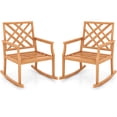 thumbnail image 1 of Costway 2 PCS Teak Wood Rocking Chair with Backrest and Slatted Seat Backyard and Lawn, 1 of 9