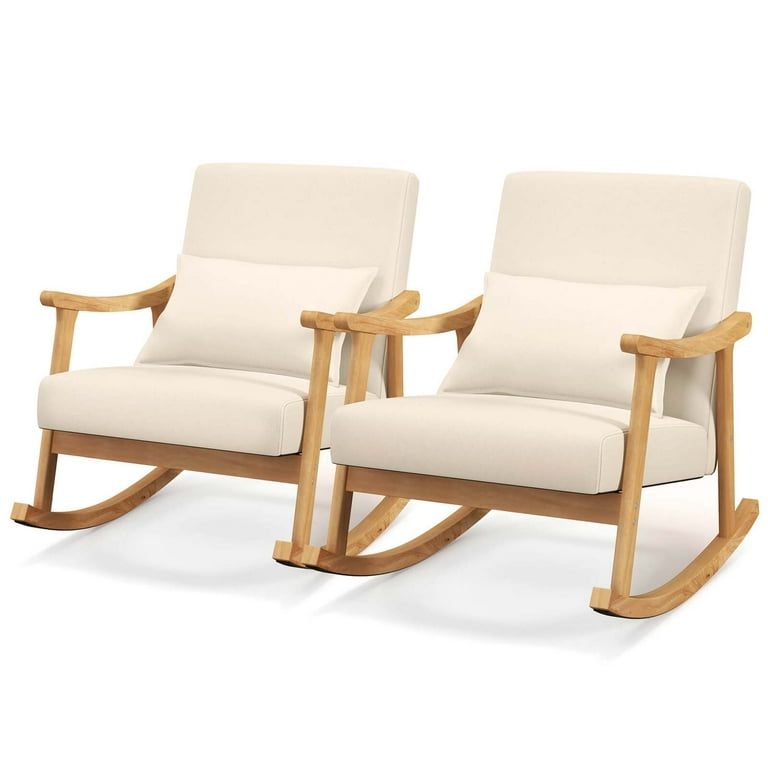 Costway 2 PCS Upholstered Rocking Chair with Pillow Rocking