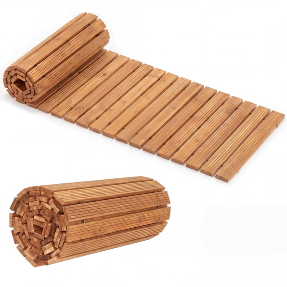 Costway 2 PCS Wooden Garden Pathway with Non-Slip Surface, Fir Wood Decorative Boardwalk Natural
