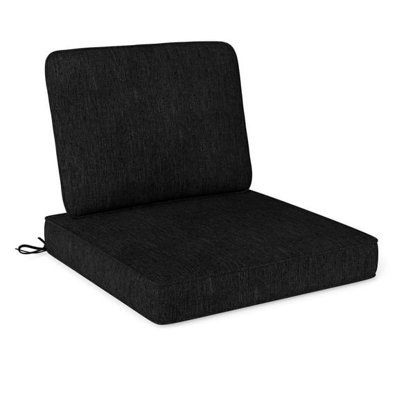 Costway 2-Pack 24" x 24" Deep Seat Cushion & Back Pillow with Removable Covers Outdoor Black