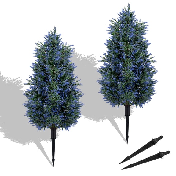 Costway 2 Pack 3.3 ft Artificial Lavender Topiary Trees, Sun-Resistant Faux Cone Bushes