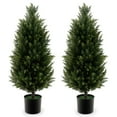 thumbnail image 1 of Costway 2 Pack 37.5" Artificial Topiary Cedar Tree with Cement Plastic Pot & Realistic Moss, 1 of 9