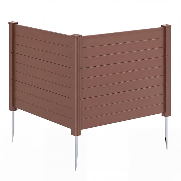 Costway 2 Pack 48" x 38" Air Conditioner Fence Screen Panel Kit with 3 Ground Stakes Brown
