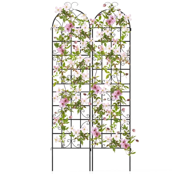 Costway 2 Pack 87" x 20" Metal Garden Trellis Decorative Outdoor Trellis for Climbing Plants