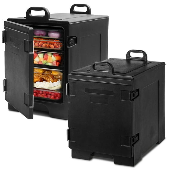 Costway 2 Pack End-Loading Insulated Food Pan Carrier Hot Cold Black