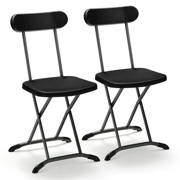 Costway 2-Pack Folding Chair with Metal Curved Feet Wide Seat & Ergonomic Backrest Black
