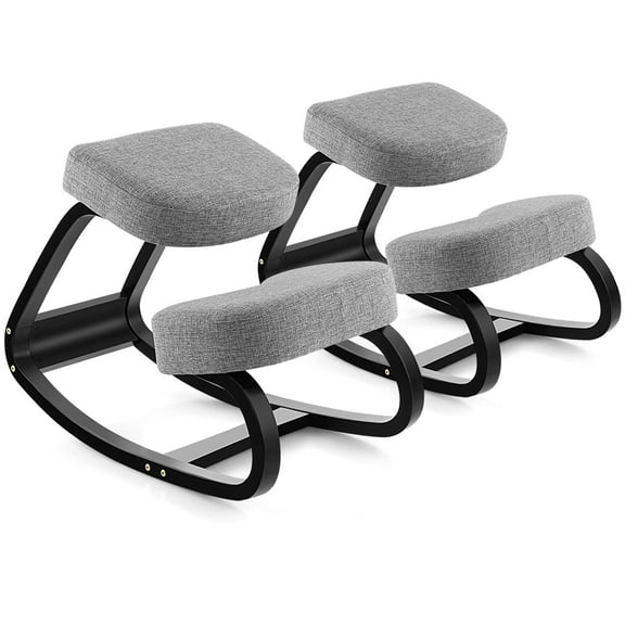 Costway 2 Pcs Rocking Kneeling Chair Ergonomic Posture Correcting Back Padded Cushion