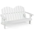 thumbnail image 1 of Costway 2 Person Adirondack Chair Kid Solid Wood Loveseat Backrest Arm Rest Patio White, 1 of 9