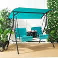 thumbnail image 1 of Costway NP10493TU 2-Person Canopy Porch Swing Padded Chair Cooler Bag Rotatable Tray - Turquoise, 1 of 11