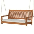thumbnail image 1 of Costway 2-Person Hanging Porch Swing Wood Bench with Cushion Curved Back Outdoor Natural, 1 of 10
