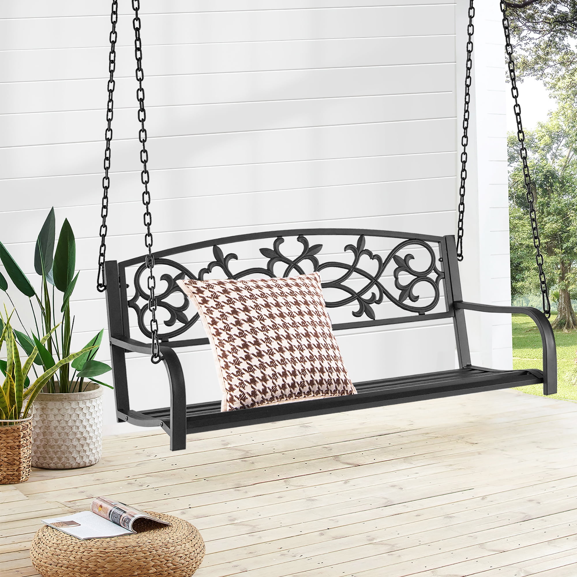 Costway 2 Person Metal Outdoor Porch Swing Hanging Patio Bench 485