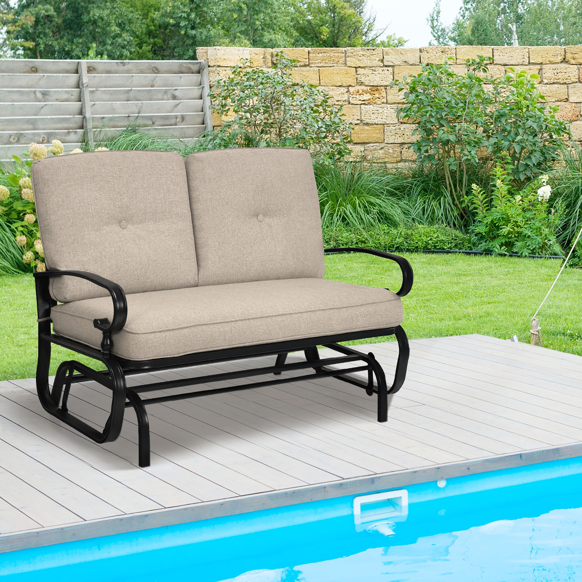 Costway 2-Person Outdoor Swing Glider Chair Bench Loveseat Cushioned Sofa - image 1 of 10