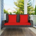 thumbnail image 1 of Costway 2-Person Patio Rattan Hanging Porch Swing Bench Chair Cushion Red, 1 of 12