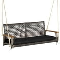 thumbnail image 1 of Costway 2-Person Patio Rattan Hanging Swing Chair Porch Loveseat Cushion Black, 1 of 10