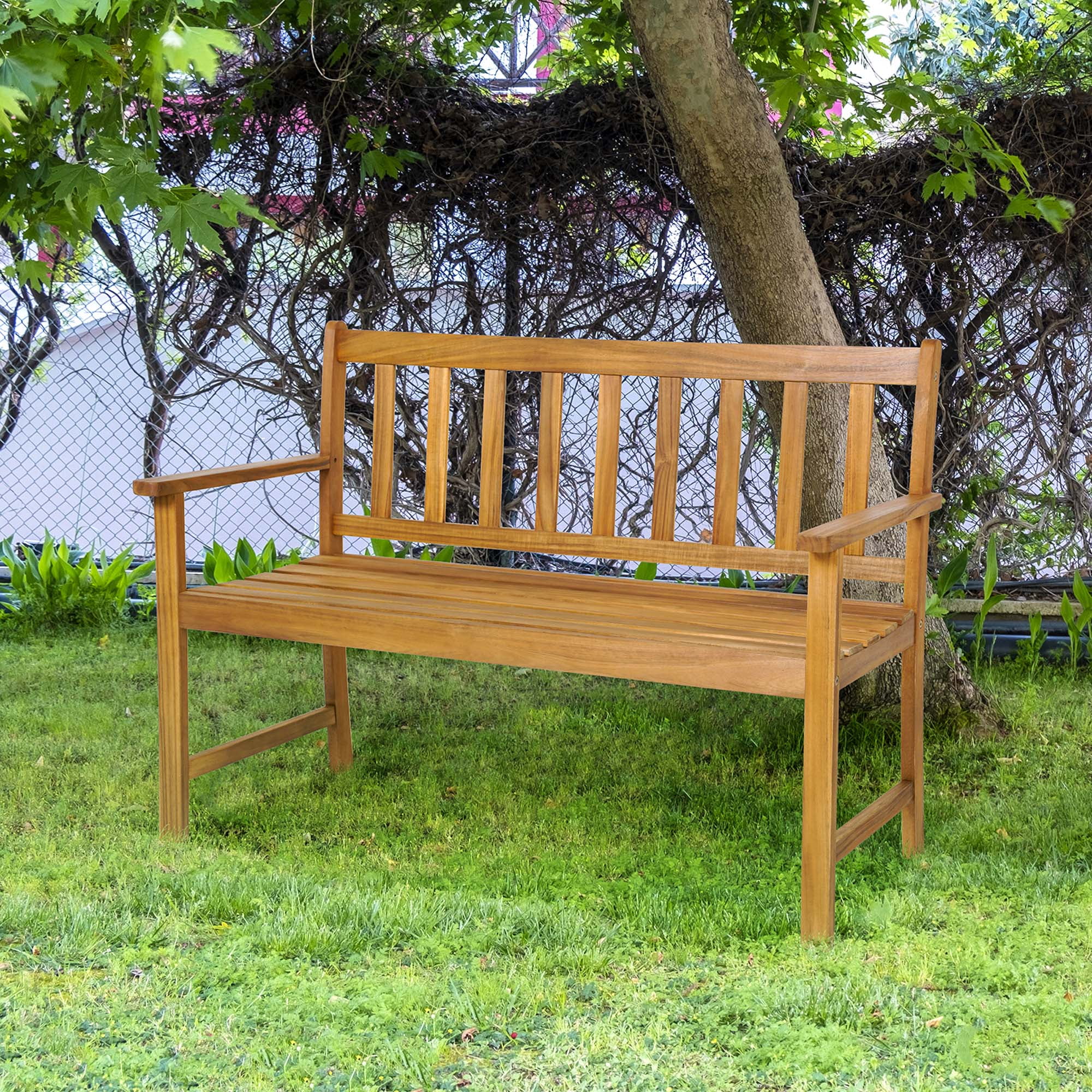 Slatted outdoor bench new arrivals