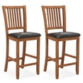thumbnail image 1 of Costway 2-Piece 25.5" Bar Chair Set with Backrest Padded Seat Footrest Rubber Wood Frame, 1 of 8