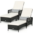 thumbnail image 1 of Costway 2PCS PE Rattan Chaise Lounge Chair Recliner Adjustable Pillow Black, 1 of 10