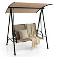 thumbnail image 1 of Costway 2-Seat Patio Swing Porch Swing with Adjustable Canopy for Garden Dark Beige, 1 of 10
