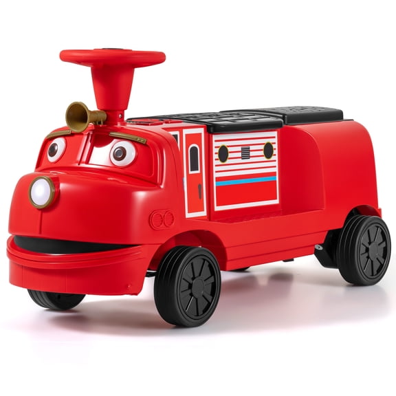 Costway 2-Seater Ride on Train,Licensed Chuggington Electric Vehicle with Adjustable Seat Red & Black