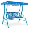 thumbnail image 1 of Costway 2-Seater Toddler Porch Swing Chair with Metal Stand Adjustable Canopy Safety Belts Blue, 1 of 9