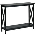 thumbnail image 1 of Costway 2-Tier Console Table x-Design Bookshelf Sofa Side Accent Table w/Shelf Black, 1 of 10