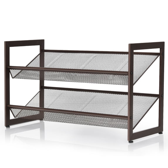 Costway 2-Tier Shoe Rack Adjustable to Flat Slant Shoe Organizer Holder Stand