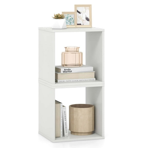 Costway 2 Tier Stackable Storage Cube Bookcase, White