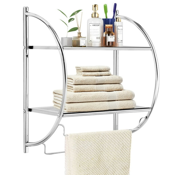 Bath storage shelf with towel rod hotsell