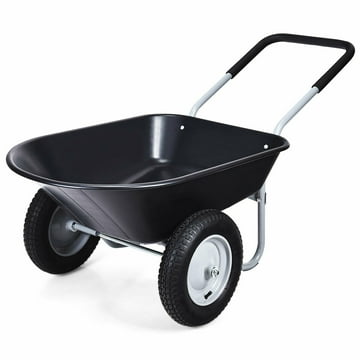 Costway 2 Tire Wheelbarrow Cart Heavy-duty Dolly Utility Cart Black