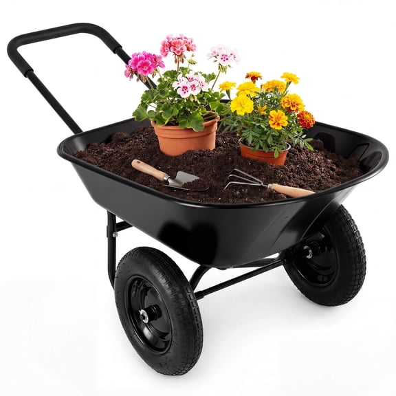 Costway 2 Tire Wheelbarrow Cart Heavy-duty Dolly Utility Cart Black