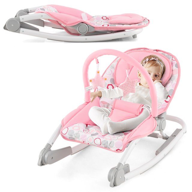 Costway 2in1 Baby Bouncer & Rocker Foldable Infant Rocking Seat with