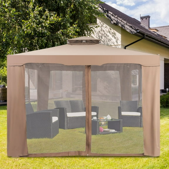 Costway 2-tier 10’x 10’ Canopy Gazebo Tent Outdoor Netting Picnic Party Sun Shade