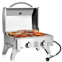 Costway 20,000 BTU Stainless Steel Propane Grill for Outdoor Camping, Picnics, Tailgating, Sliver