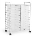 Costway 20 Drawers Rolling Cart Storage Scrapbook Paper Studio Organizer Bins Clear White