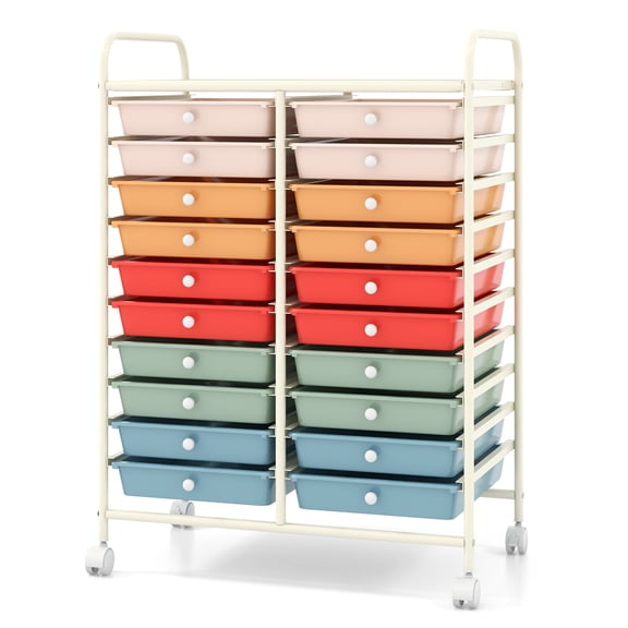 Costway 20 Art Craft Organizer Storage Cart on Wheels Multipurpose Macaron