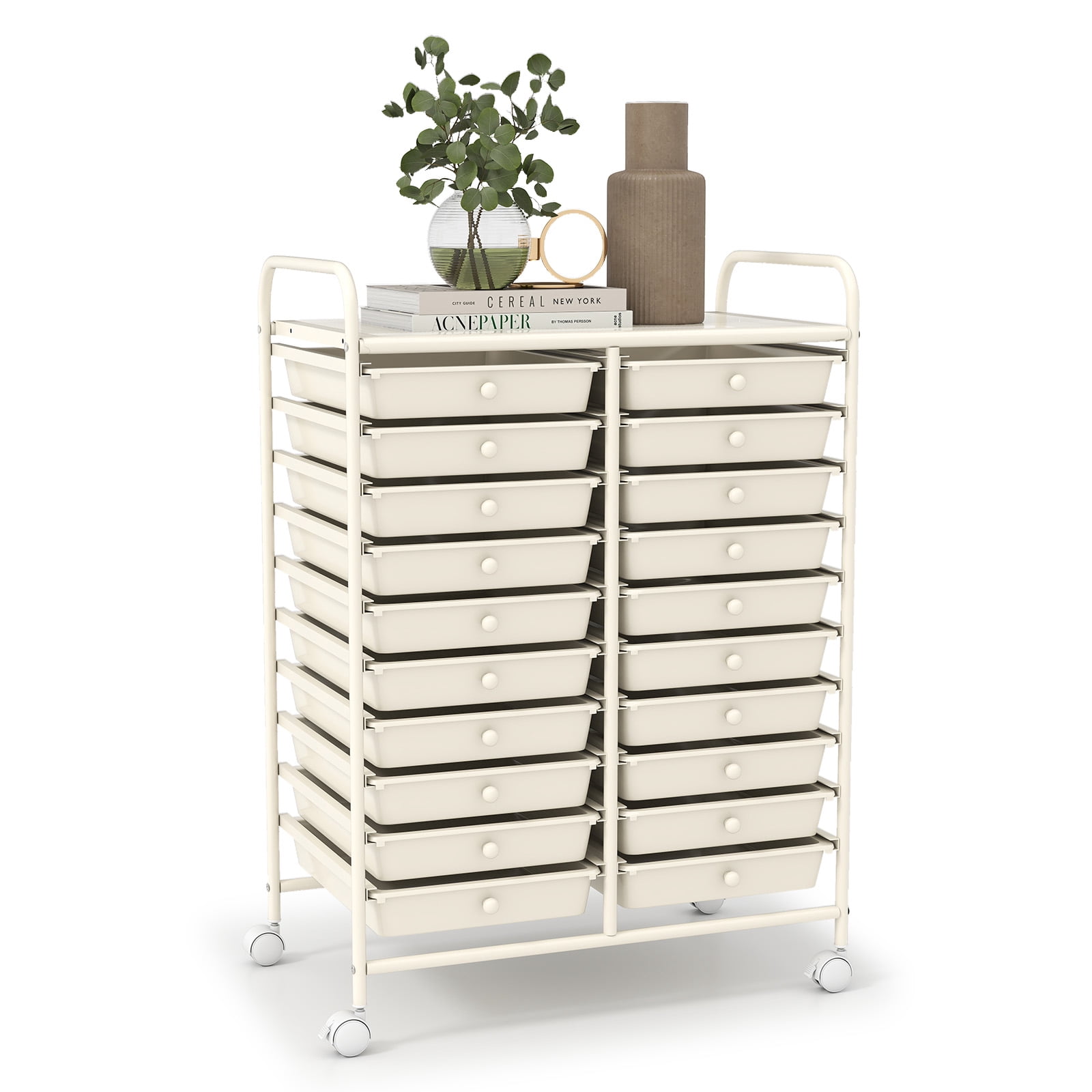 Costway, Art Craft Organizer, 20 Drawers on Wheels, Macaron
