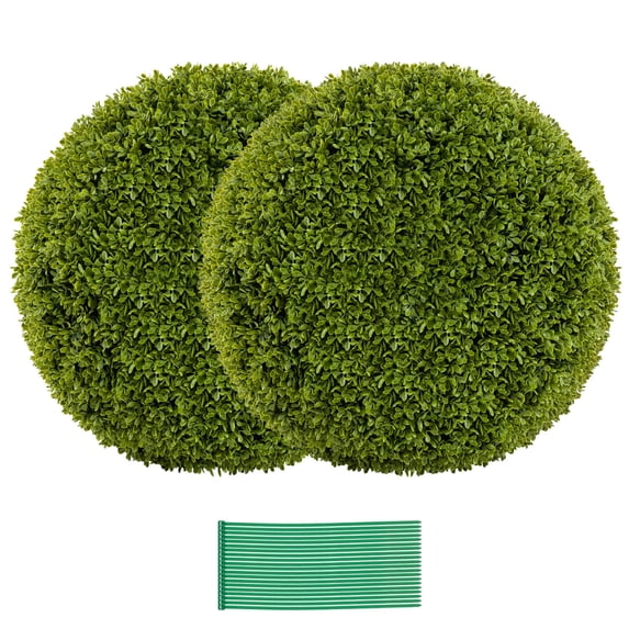 Costway 2 PCS 20" Faux Boxwood Balls with Sun-Protective PE Material Mimic Fluffy Leaves