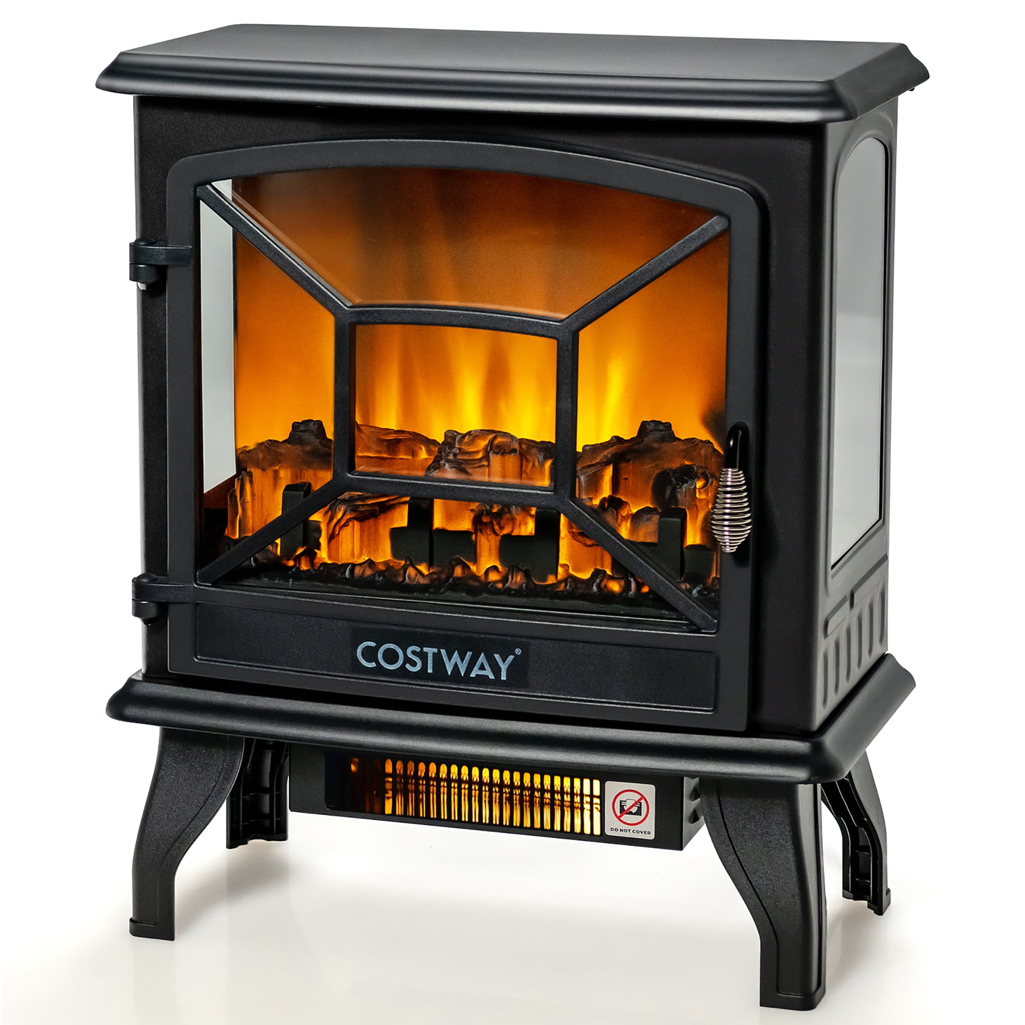 Costway 20'' Freestanding Electric Fireplace Heater Stove W/ Realistic  Flame Effect 1400W - Walmart.com