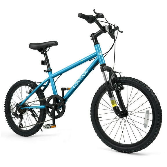 Costway 20 Inch Kids Mountain Bike for Boys Girls Aged 8+ Years Old with Suspension Fork Blue