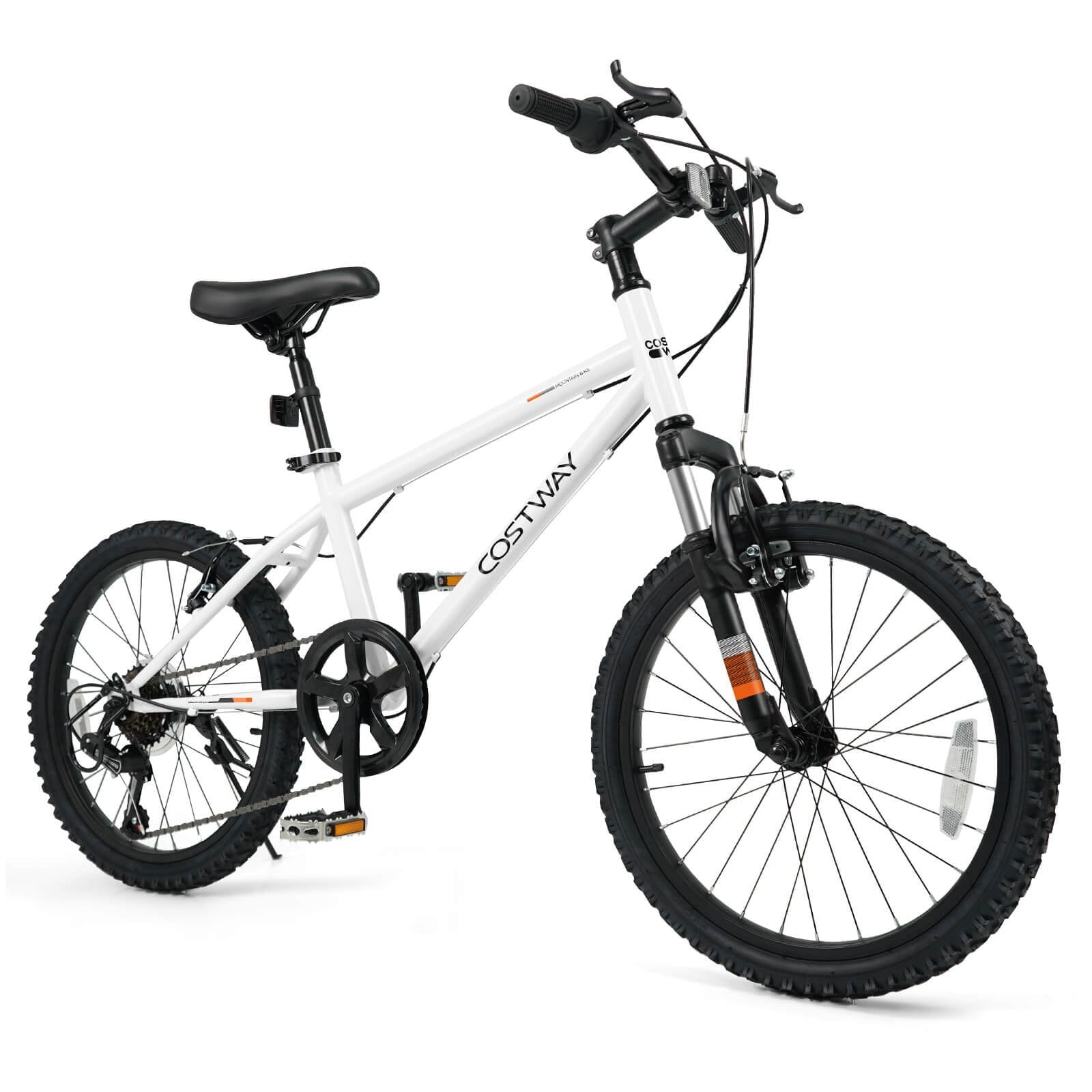 Costway 20 Inch Mountain Bike for Teens Aged 8+ Years Old with Suspension Fork White