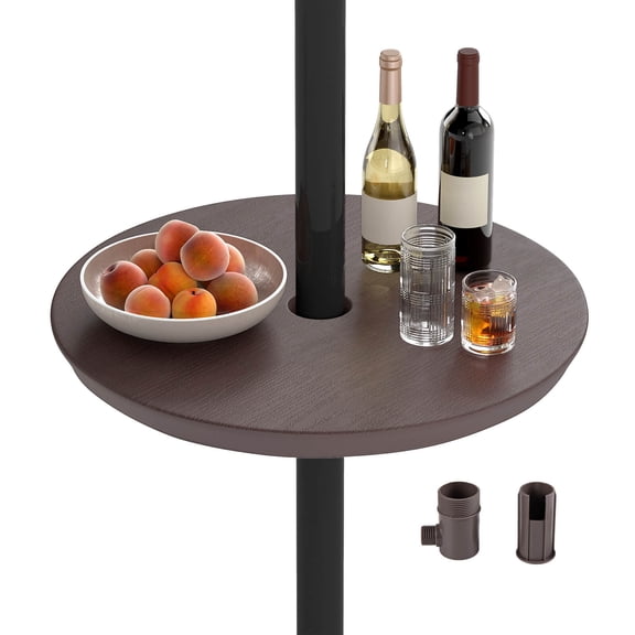 Costway 20” Outdoor Adjustable Umbrella Table for 1.5” & 1.9” Patio Umbrella Pole Coffee
