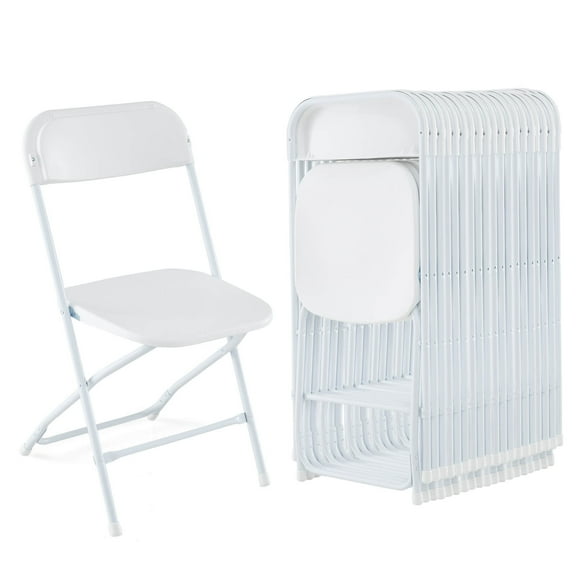 Costway 20 Pack Metal Folding Chairs with Plastic Seat & Back Heavy-Duty Metal Frame