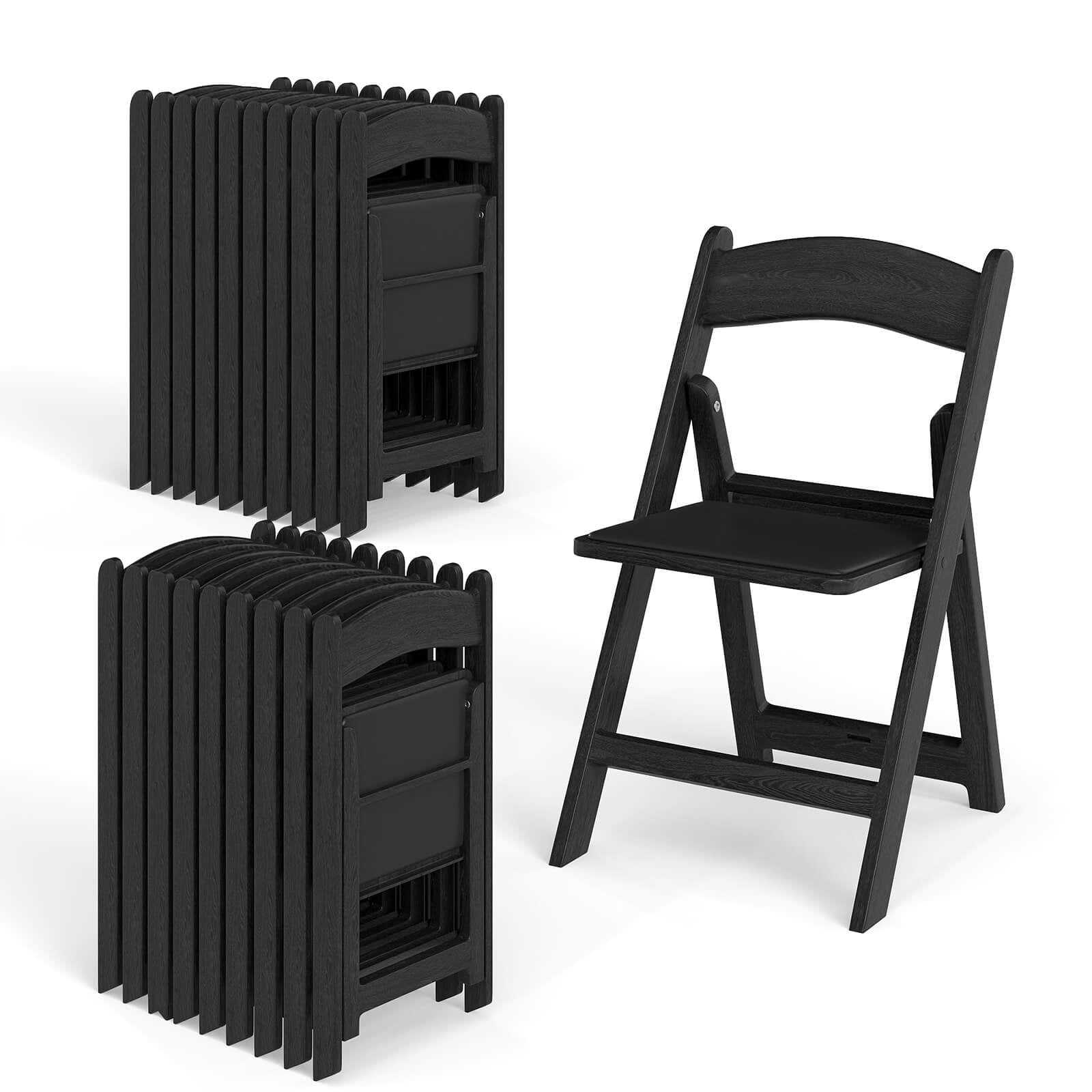 Costway 20 Pack Resin Folding Chairs with Padded Seat All-Weather Resin Frame Patio Black