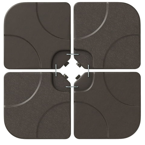 Costway 20" Patio Offset Umbrella Base Stand Water Filled Base Weights Sand Plate Set Brown